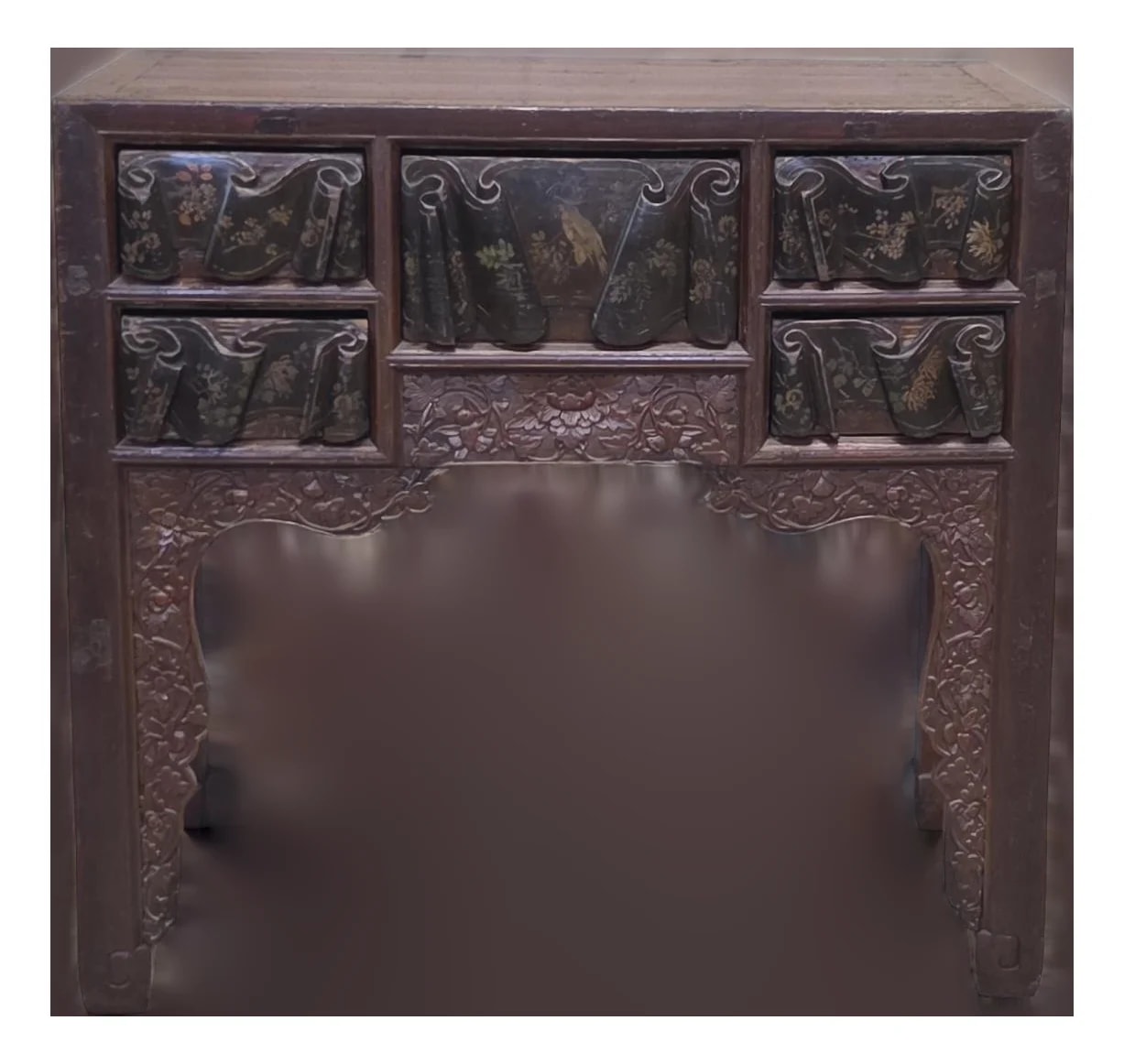 Dynasty — Antique Chinese Qing Dynasty Side With Birds and Flowers — Furniture — resale