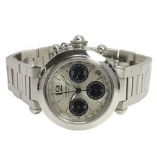 With Cartier Pasha C Chronograph W31048M7 SS Silver Automatic S 41100096329 2