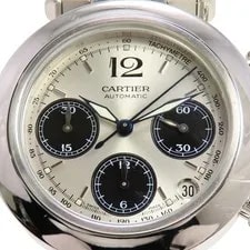 With Cartier Pasha C Chronograph W31048M7 SS Silver Automatic S 41100096329 3