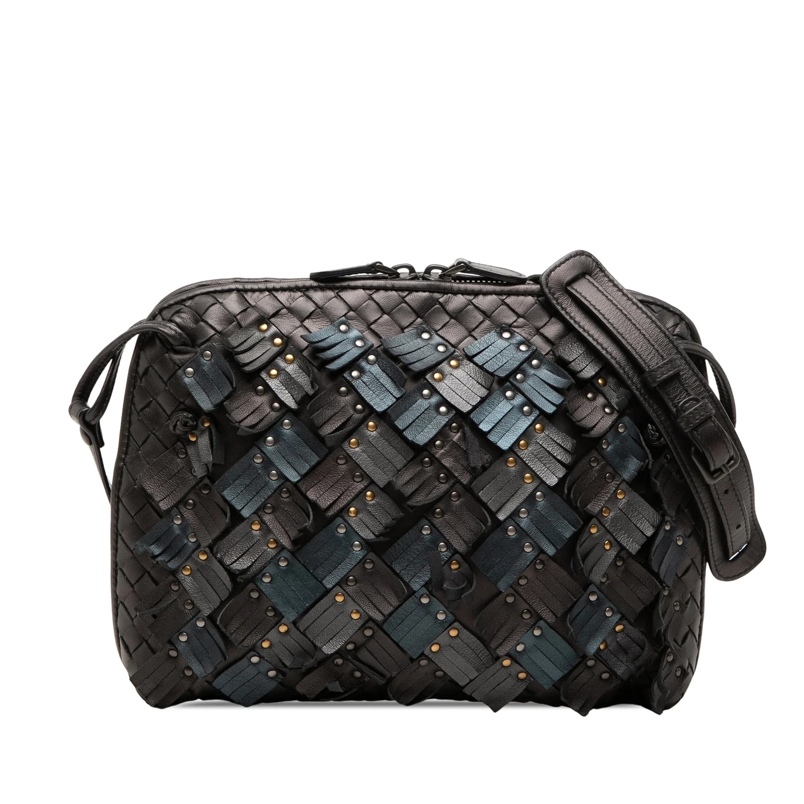 Bottega Veneta — Metallic Fringe Studded Nodini Crossbody — Handbag — resale