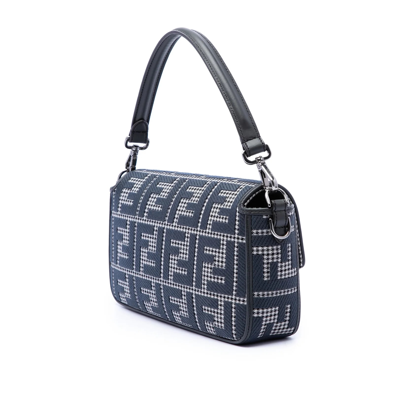 Embroidered Houndstooth Baguette Satchel 2