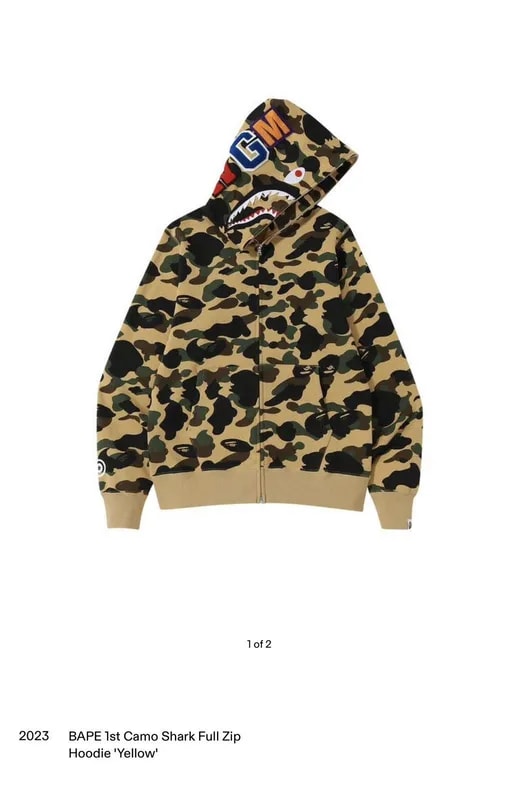 BAPE — Bape 1st Camo Shark Full Zip Hoodie — streetwear — resale