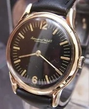 1950 Antique IWC Shaffhausen Swiss Solid Gold CAL 422 Black Dial 3
