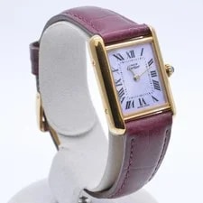 Cartier W1017554 Must Tank SM Vermeil 2003 Christmas Limited Model Purple Dial Q 3