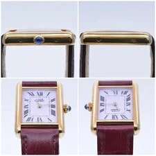 Cartier W1017554 Must Tank SM Vermeil 2003 Christmas Limited Model Purple Dial Q 4
