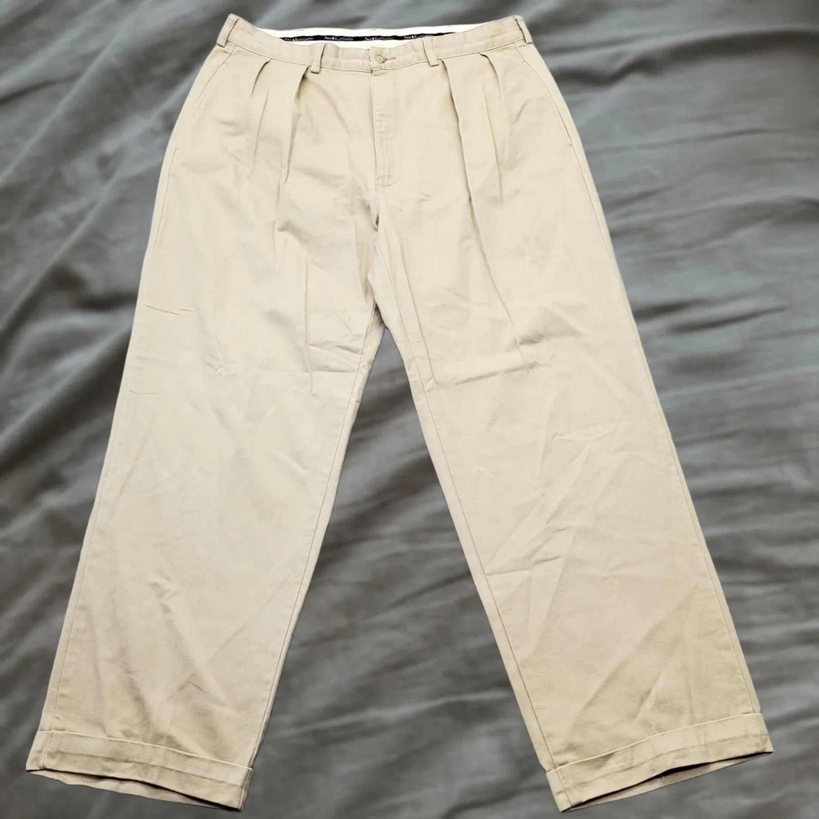 Polo Ralph Lauren — Polo Ralph Lauren Chino Pants Mens 35x32 Tan Classic Fit Pleated Front Cuffed — streetwear — resale
