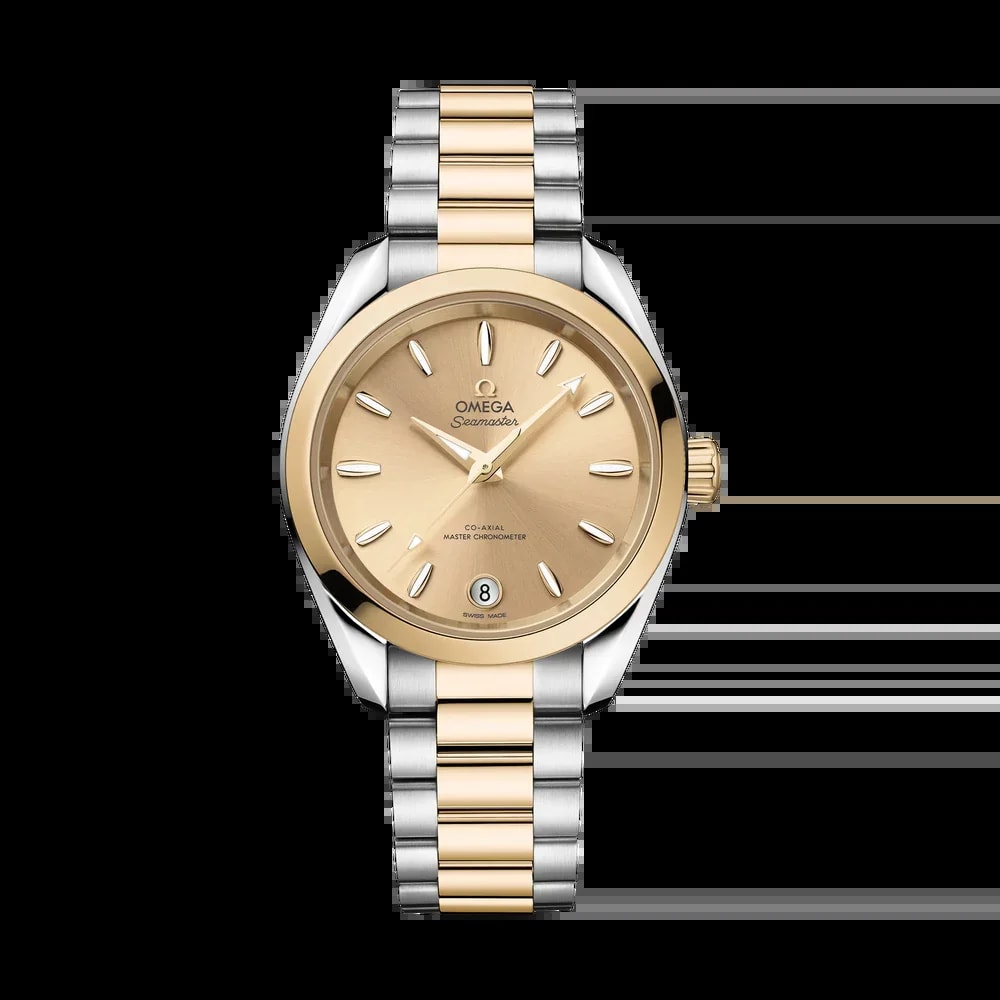 Worldofluxuryus — Omega Seamaster Aqua Terra Stainless Steel &Amp; 18K Moonshine™ Gold Lady's — Watch — resale