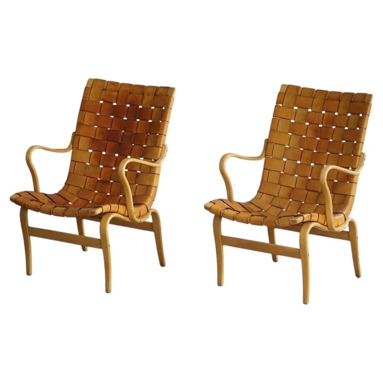 Pair of Mid-Century Swedish Armchairs By Bruno Mathsson, Model "Eva", 1960s — Furniture — resale