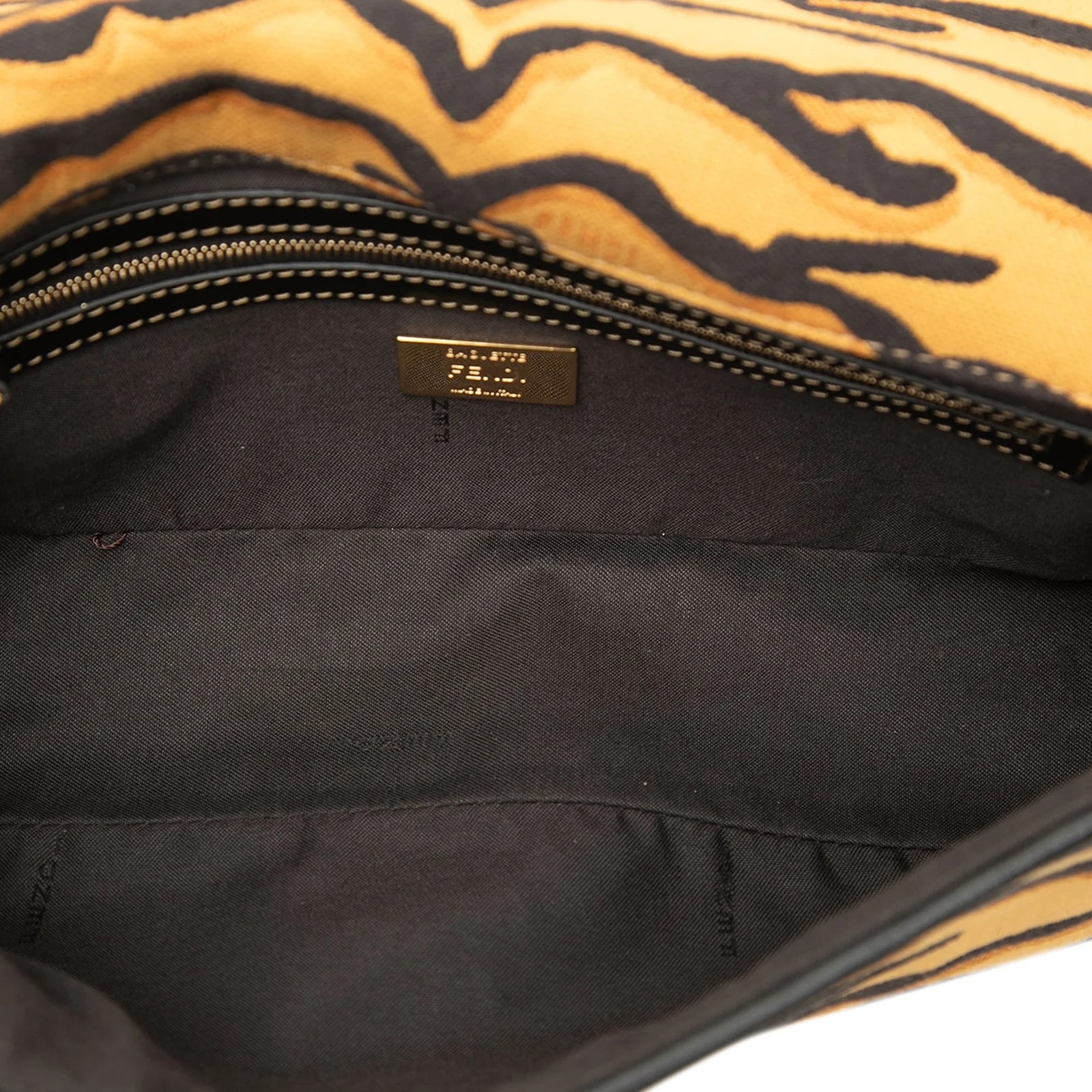 Embroidered Tiger Print Baguette Satchel 4
