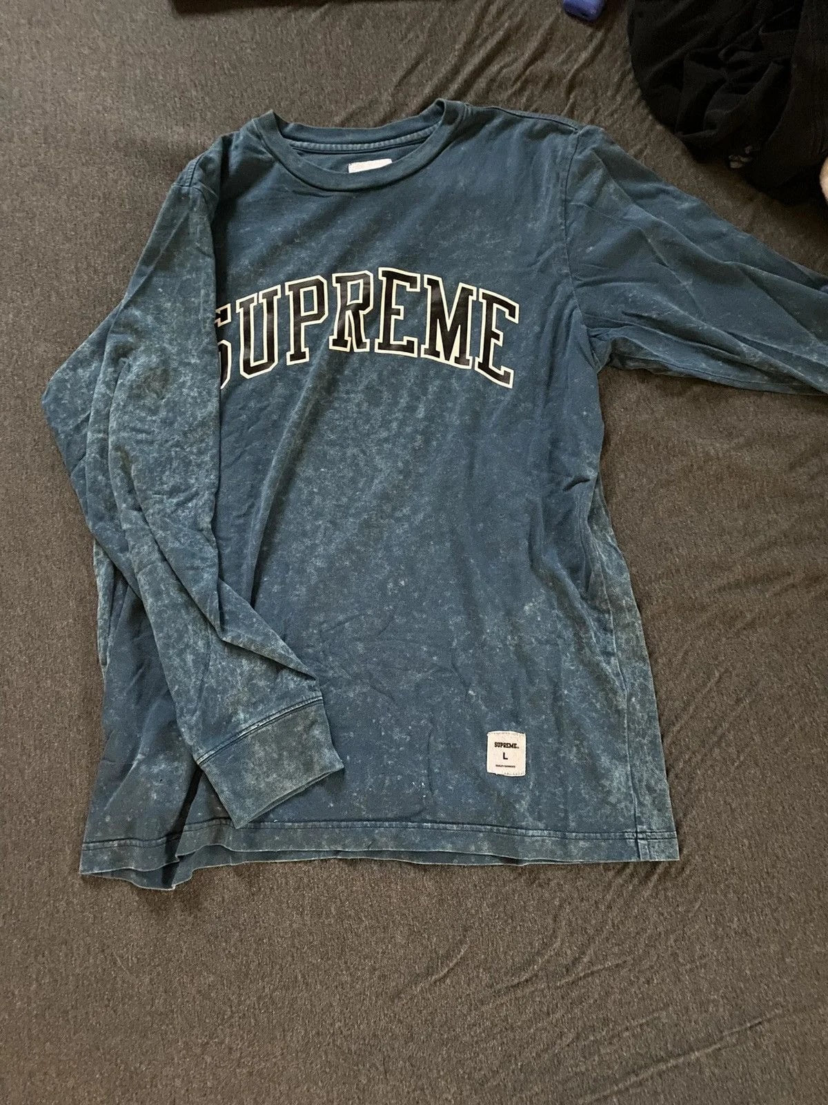 Supreme — Supreme Acid Wash Arc Logo L/S Top — streetwear — resale