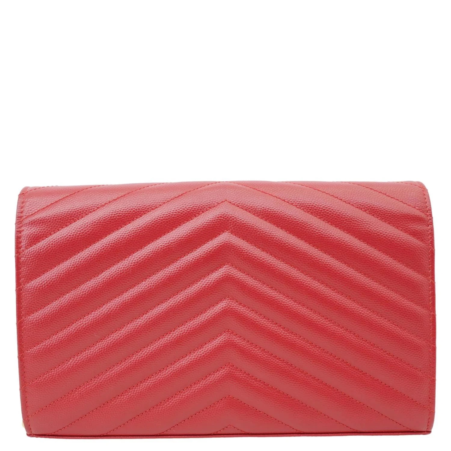 Yves Saint Laurent Envelope Grain de Poudre Chevron Wallet on Chain 4