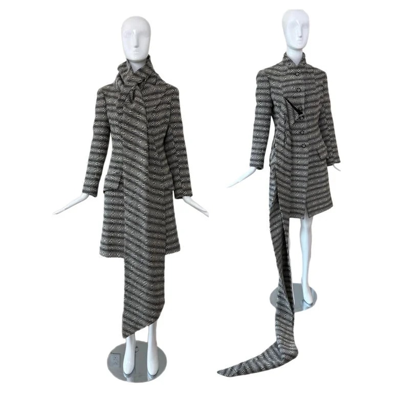 John Galliano — John Galliano 1999 Coat Jacket W. Oversized Scarf — Accessory — resale