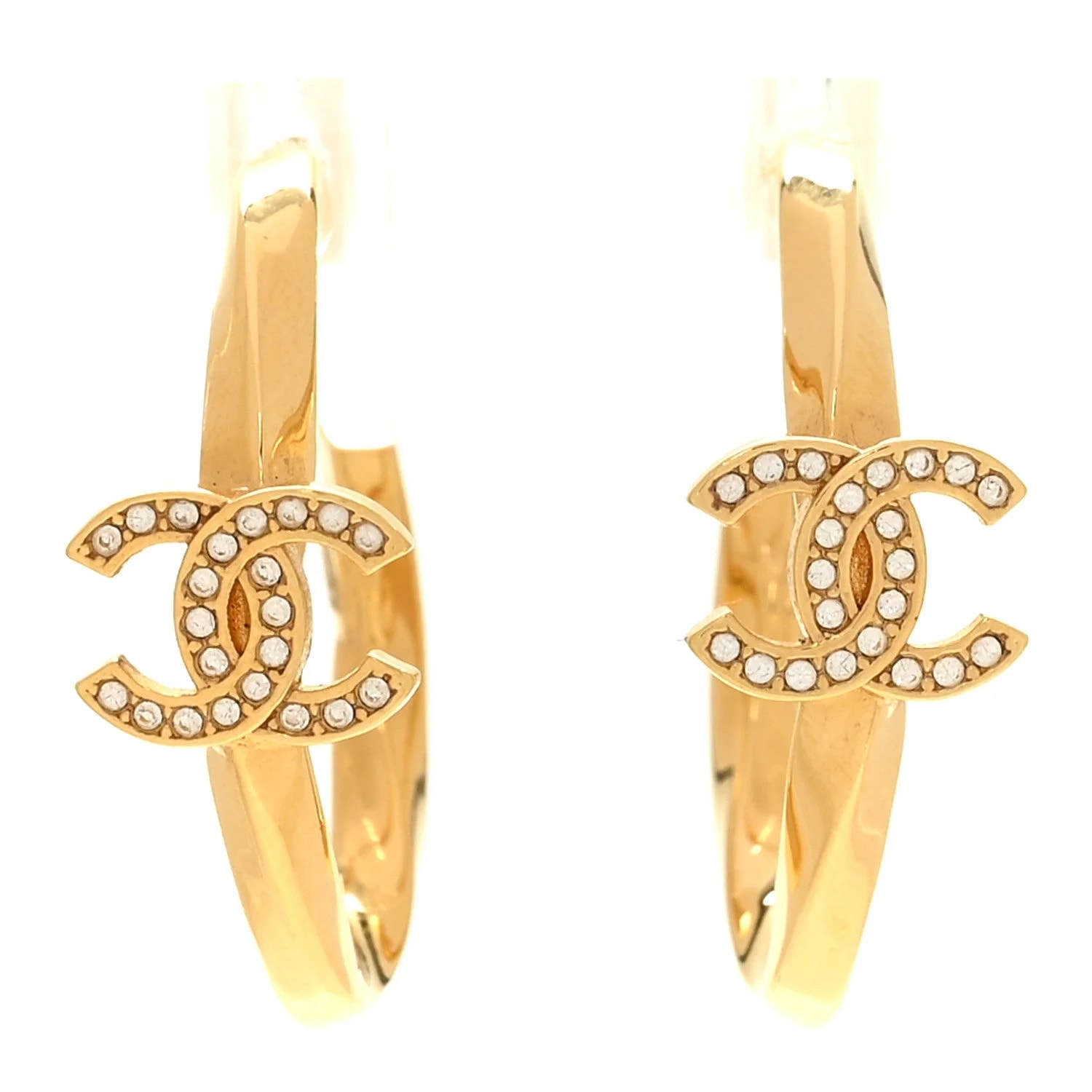 Chanel — Metal Studded CC Hoop — Jewelry — resale