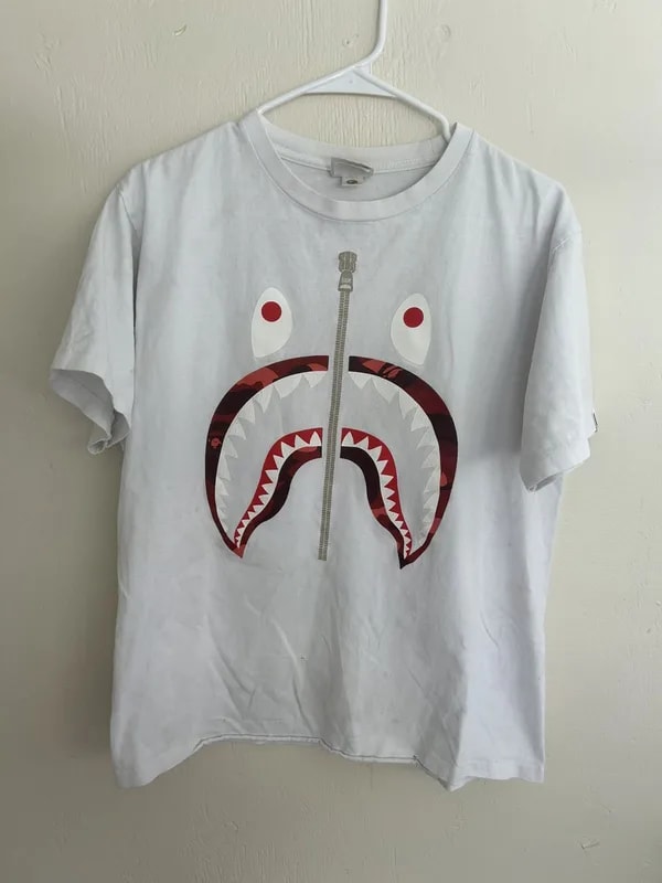 BAPE — Bape Camo Shark Zipper T-shirt — streetwear — resale