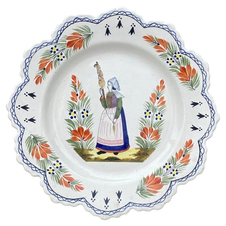 Henriot Quimper — French Faience Plate Henriot Quimper Circa 1950 — Furniture — resale