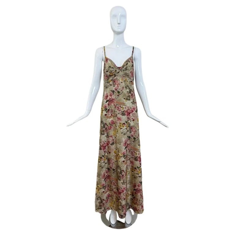 John Galliano — John Galliano 2000's Gazette Newsprint Newspaper Maxi Dress Gown W. Slit — Clothing — resale