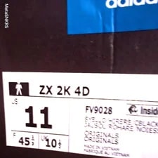 Adidas US 11 3D Retro Runnning ZX 2K 4D 3