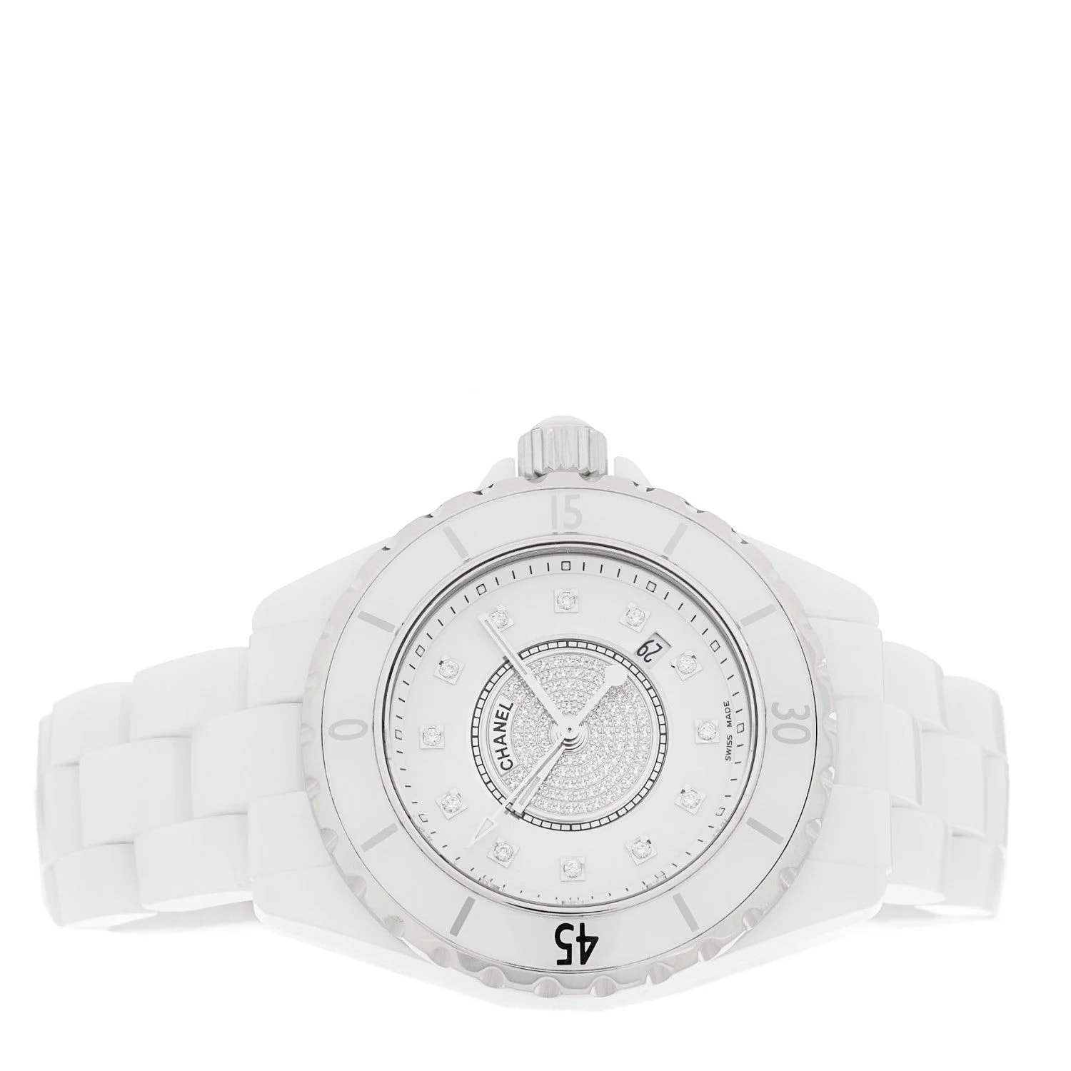 Stainless Steel Ceramic Diamond Dial 33mm J12 Quartz White 2