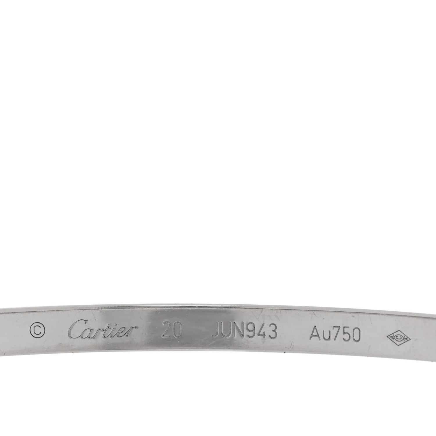 18K White Gold Small Love Bracelet 20 4