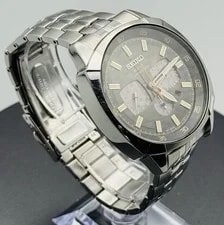 Seiko Recraft Solar Chronograph Black Dial Cushion Stainless Case SSC513P 3