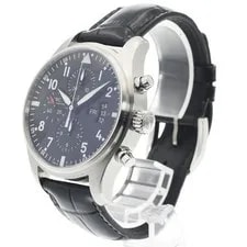 IWC Schaffhausen Pilot IW377701 43mm SS Black Dial Leather Strap #C357 2