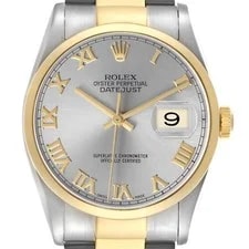 Rolex — Rolex Datejust Steel Yellow Gold Roman Slate Dial 16203 Box Papers — Watch — resale