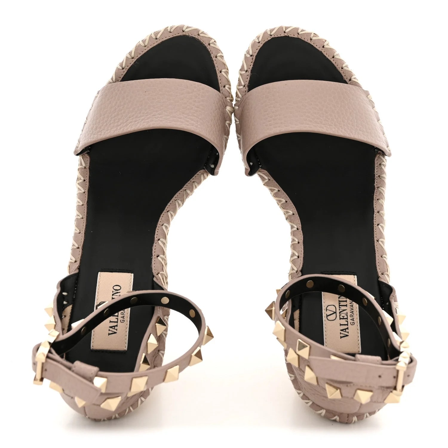 Grained Rockstud Ankle Strap Espadrille 15/105mm Wedge 37 Poudre 2