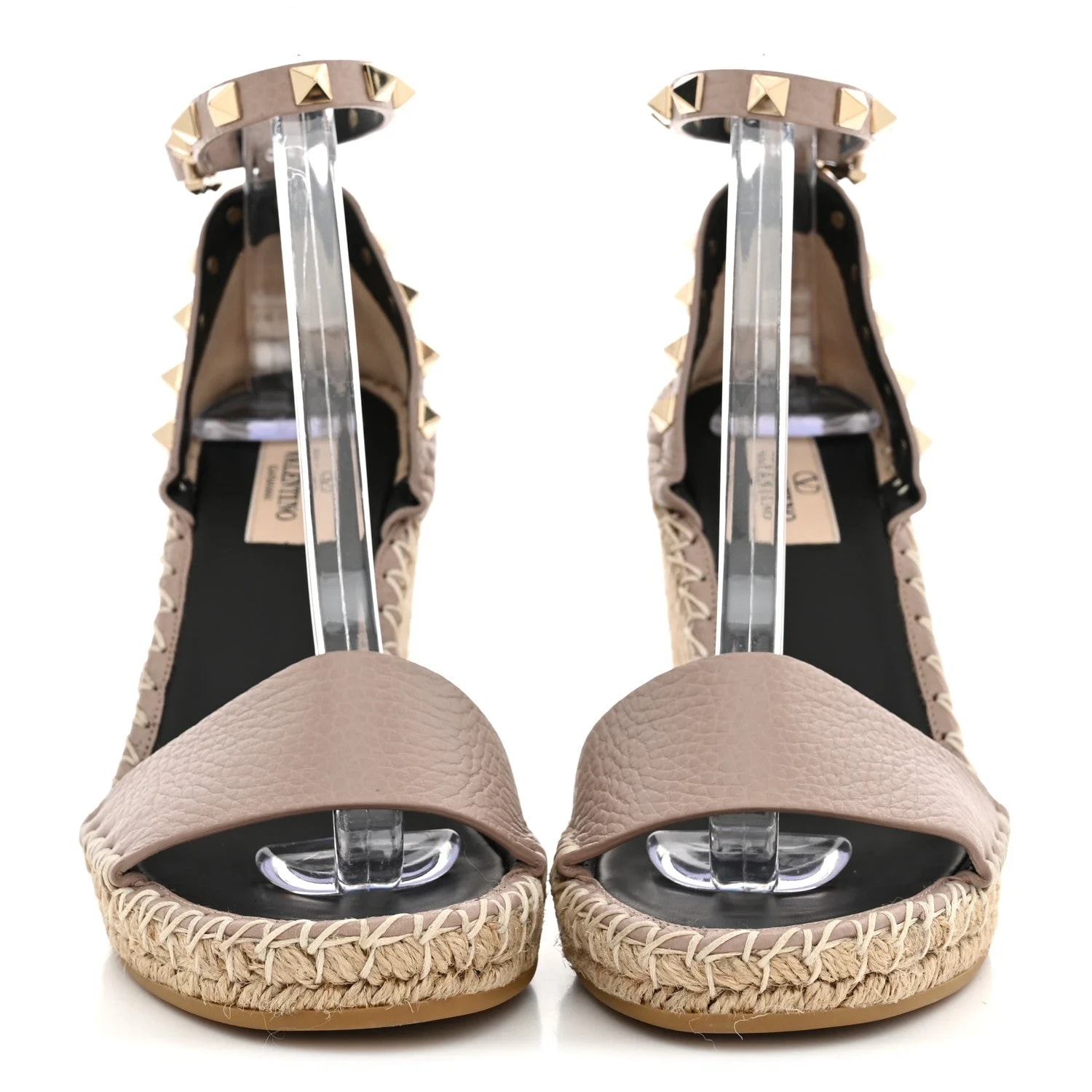Grained Rockstud Ankle Strap Espadrille 15/105mm Wedge 37 Poudre 3