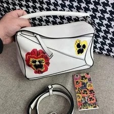 Loewe — Auth Loewe Puzzle Small Joe Brainard Pansy Print — Handbag — resale