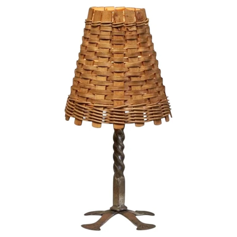 Woven — Mid Century Lamp in With Woven Shade 1960s — Furniture — resale