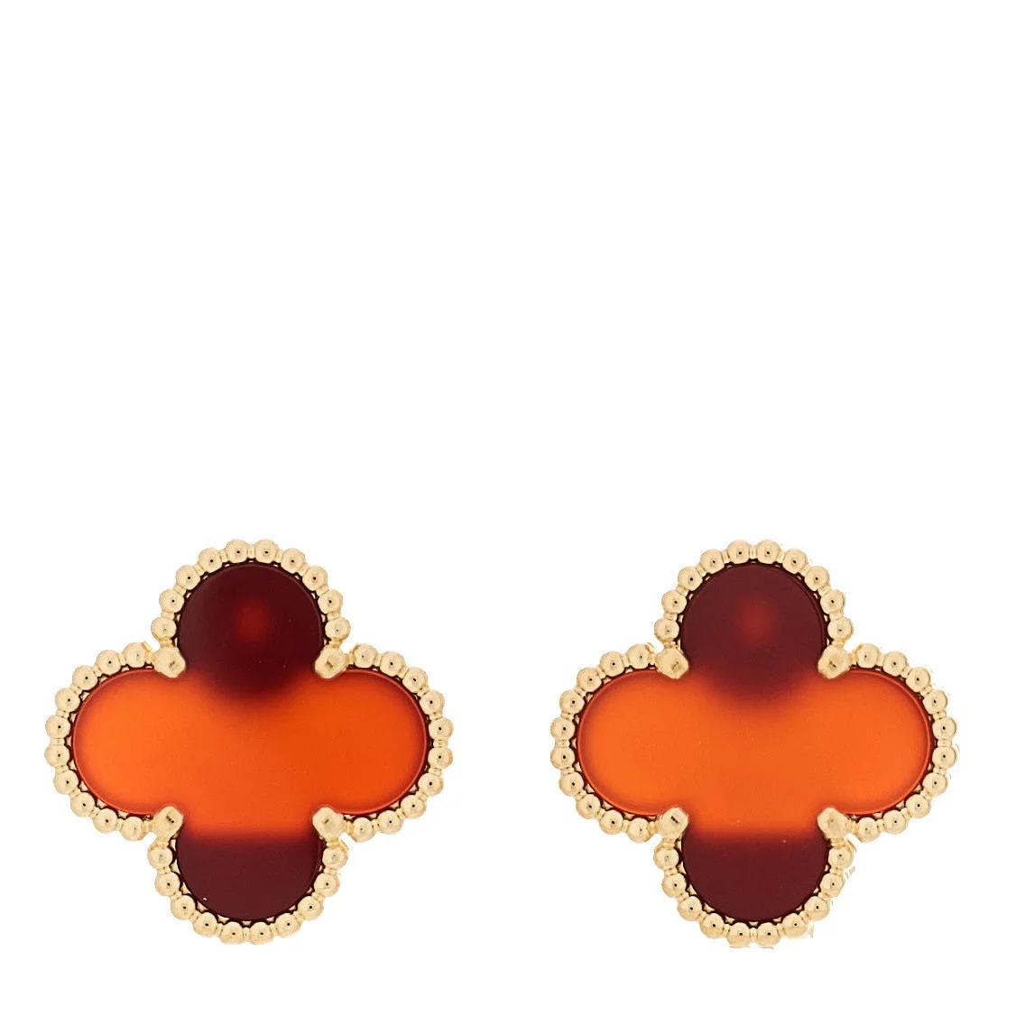 Van Cleef & Arpels — 18K Yellow Gold Carnelian Alhambra — Jewelry — resale