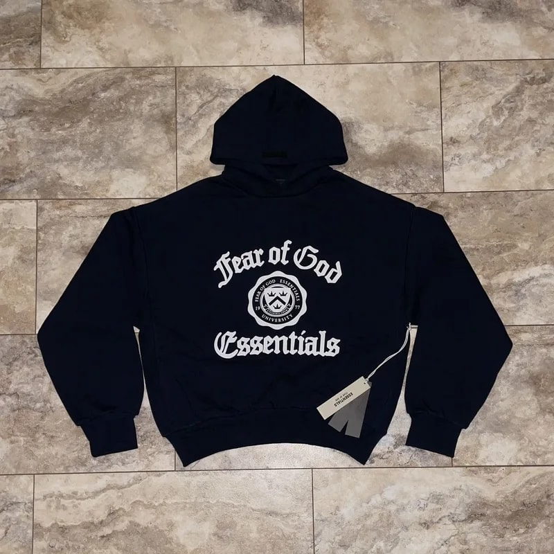 Fear of God Essentials Fleece Vintage Shrunken Hoodie Black 2