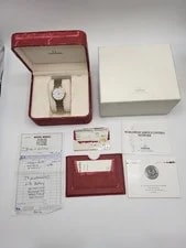 [N. ] 1998 Omega DeVille Date Gold White Quartz Authentic Working 2