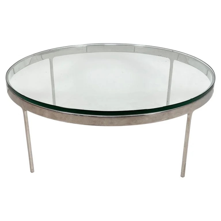 Nicos Zographos — Nicos Zographos Coffee in Polished Steel With Glass Top — Furniture — resale