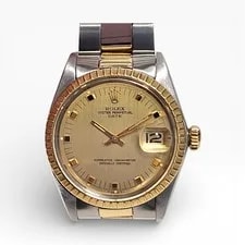 Rolex Date 34 Mm Two Tone Champagne Oyster Automatic 1505 Circa 1974 2