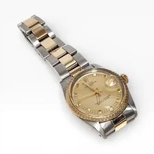 Rolex Date 34 Mm Two Tone Champagne Oyster Automatic 1505 Circa 1974 3