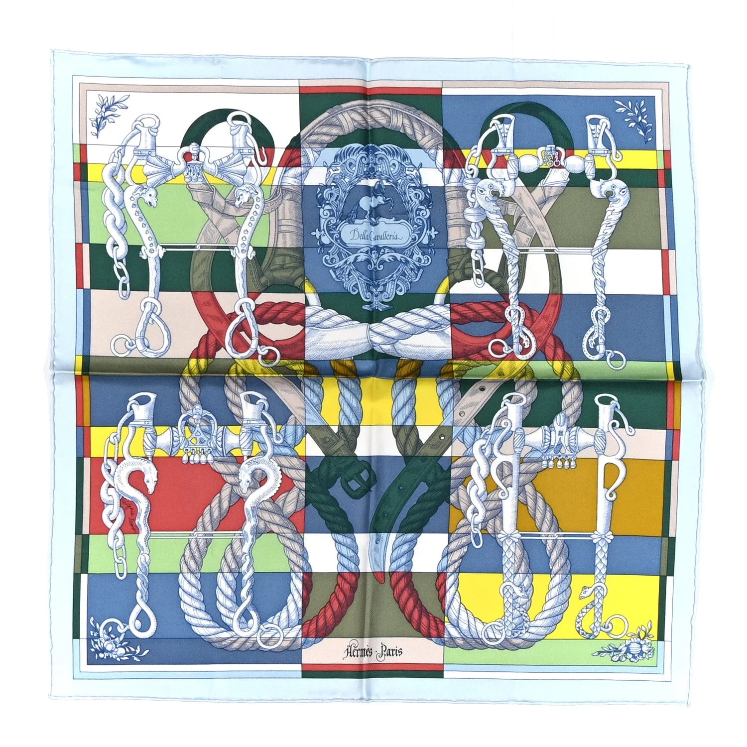 Hermès — Della Cavalleria Pocket Square Scarf Ciel — Accessory — resale
