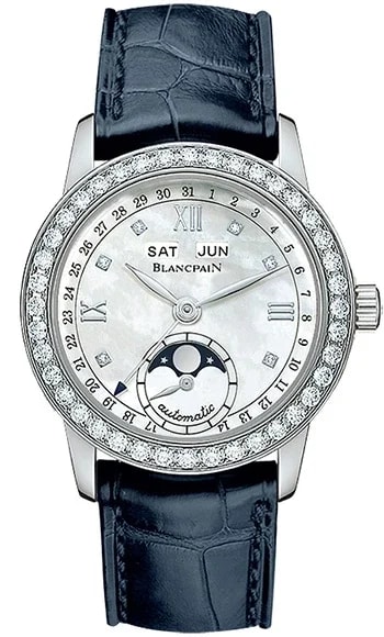 Worldofluxuryus — Blancpain Léman Moon Phase Complete Calendar Stainless Steel & Diamonds Lady's — Watch — resale