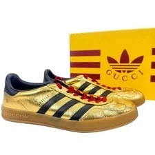 Gucci X Adidas Gazelle Metallic Lace Up Sneakers 2
