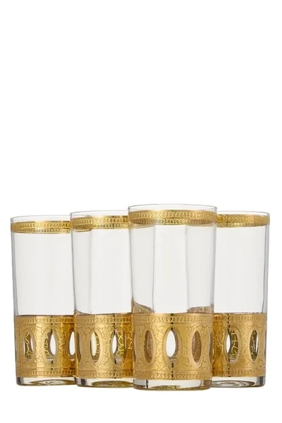 Culver — 22k Gilded Antigua Motif Glassware Set of 4 — Accessory — resale