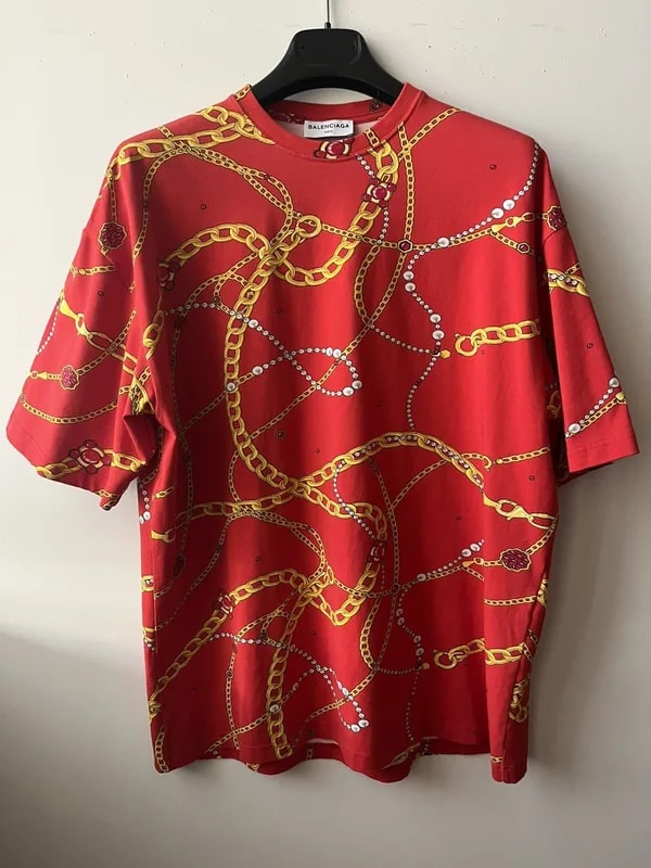 Balenciaga — Balenciaga Chain and Pearls Scarf Print Tee — streetwear — resale