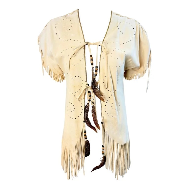 North Beach Leather — 1970s North Beach Michel Jacques Signed Fringe Vest Top 70 — Clothing — resale