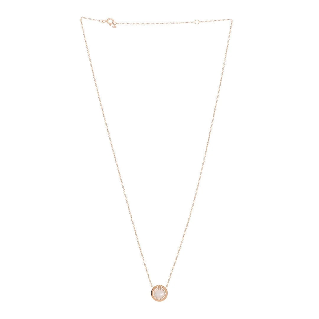18K Rose Gold Mother of Pearl Small T Circle 3
