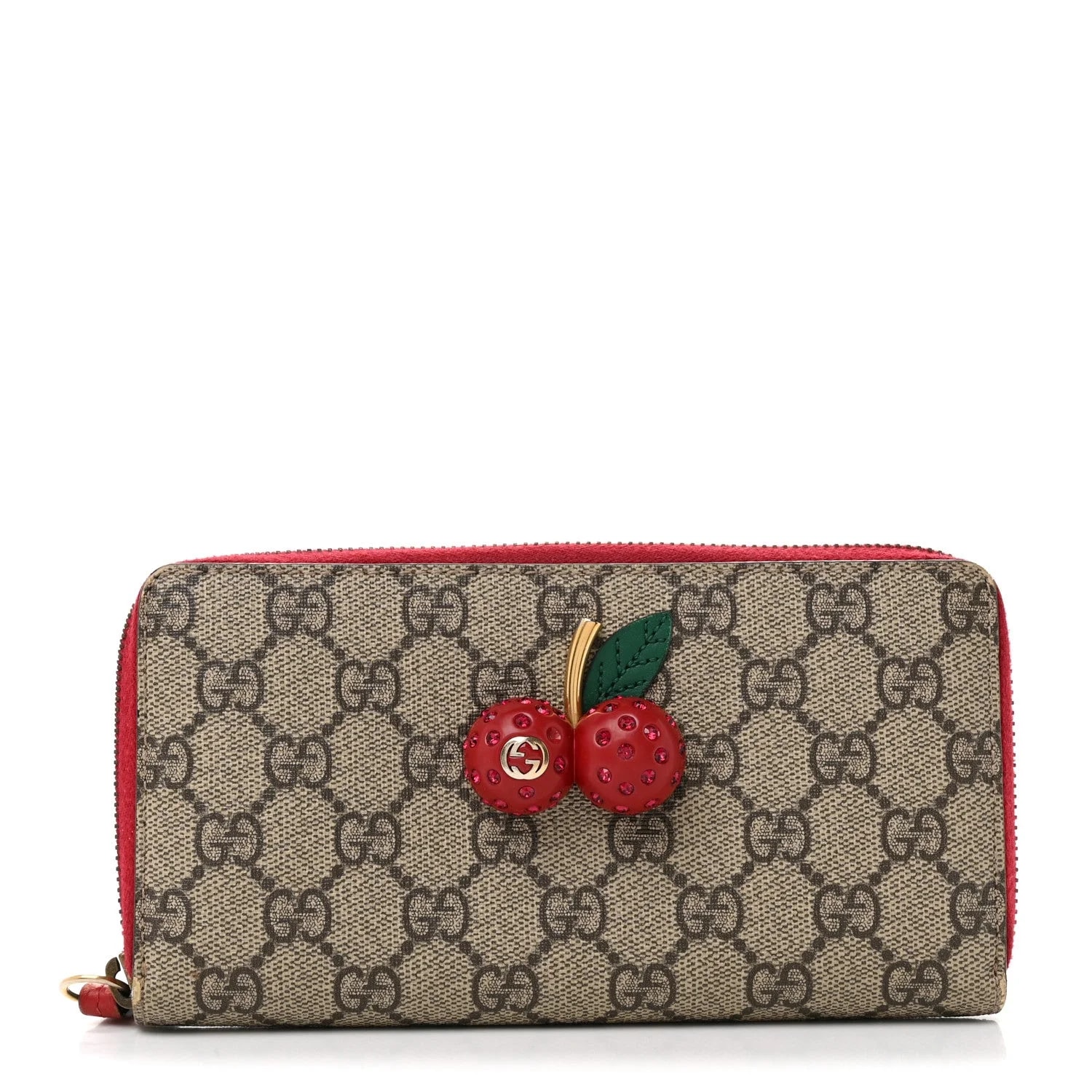 Gucci — Cherries Zip Around Wallet Hibiscus — Accessory — resale