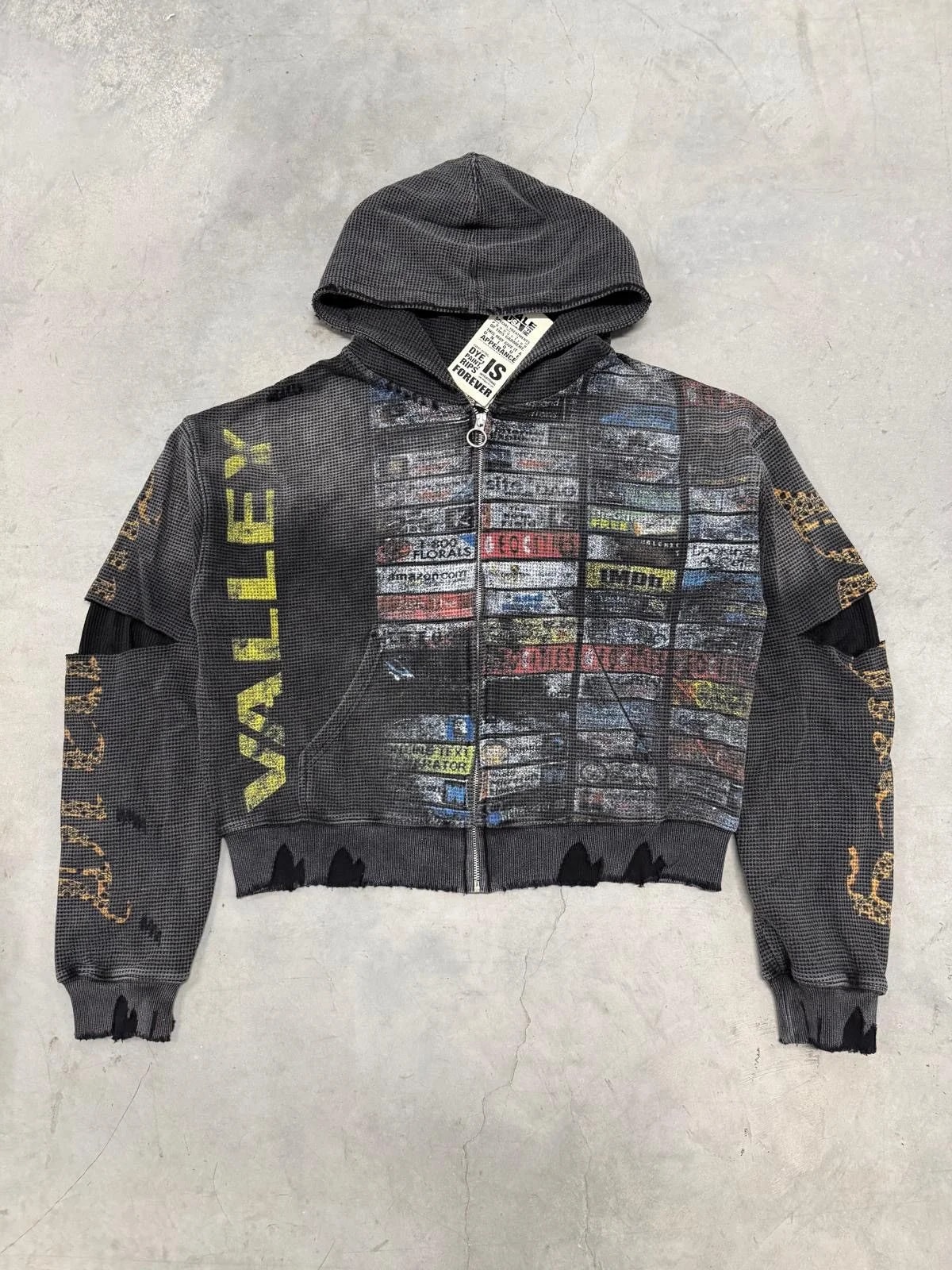 Vale Forever Valley Glitch Waffle Zip Up Hoodie — streetwear — resale