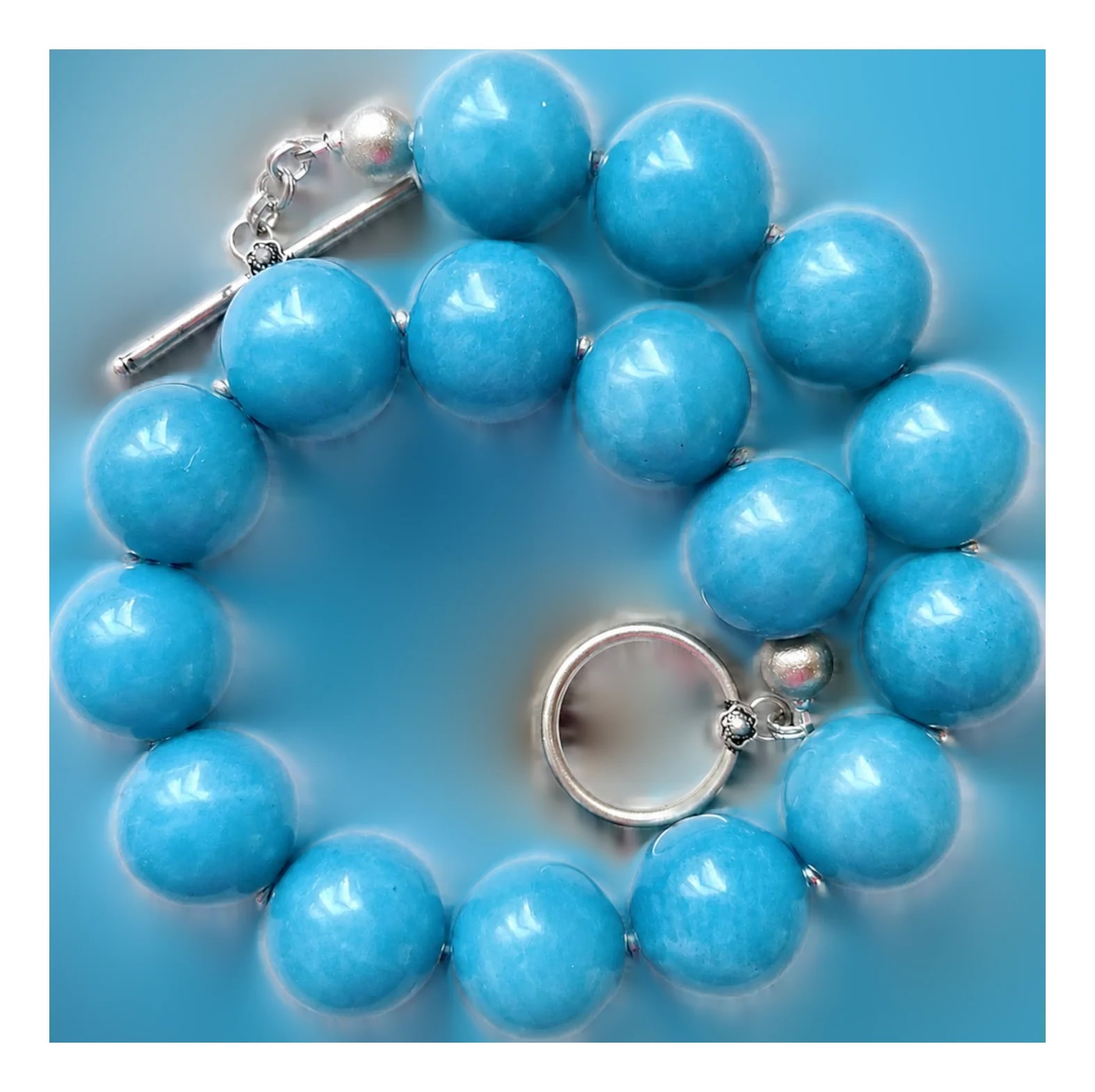 Sponge Quartz Statement , Huge 24 Mm Round Quartz Beads, Toggle Clasp, Bold Gemstone — Jewelry — resale