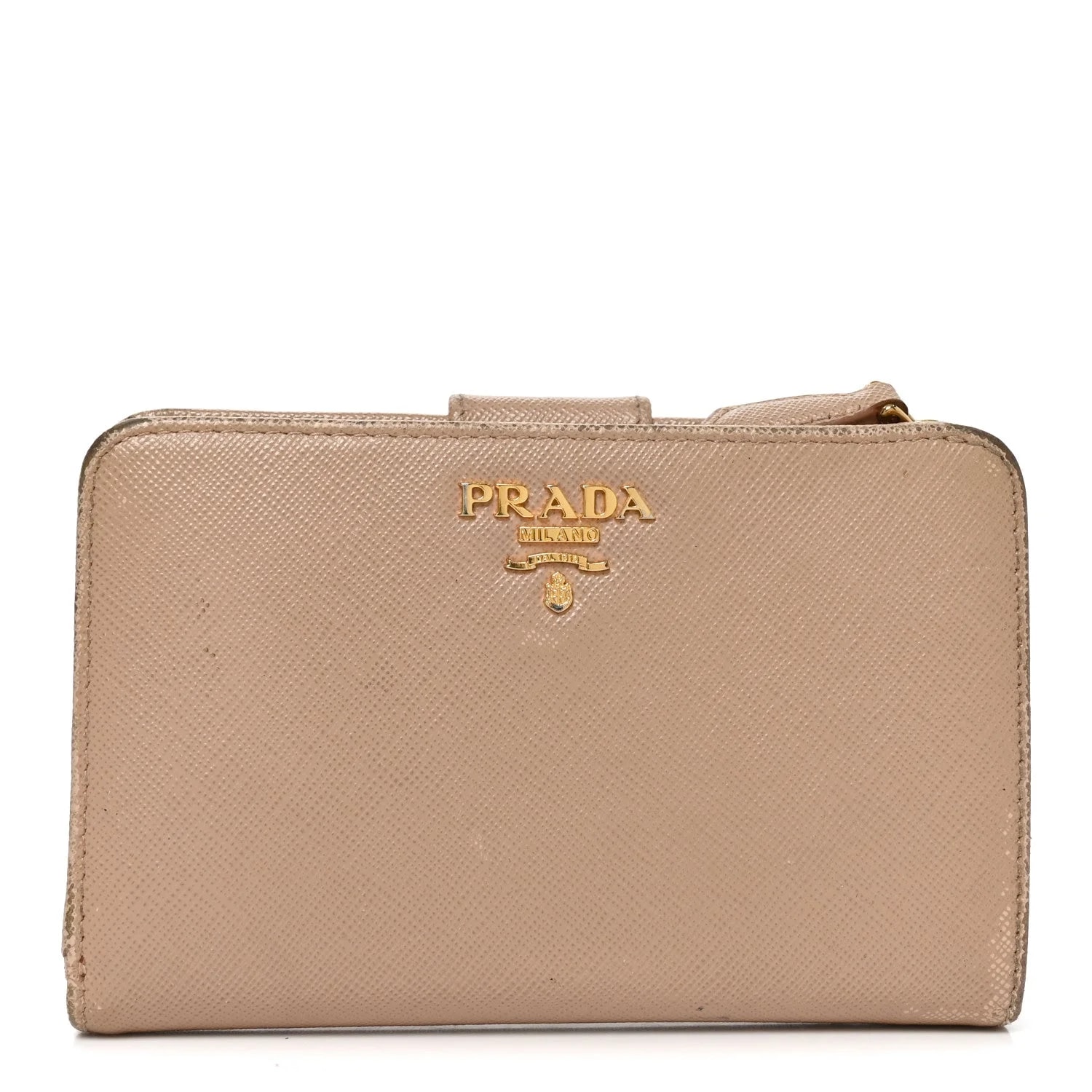 Prada — Metal Compact Zip Around Wallet Cammeo — Accessory — resale