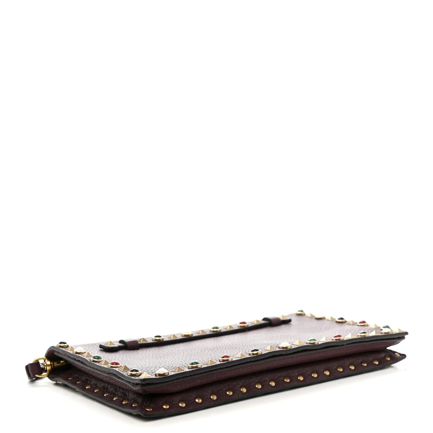 Pebbled Rockstud Rolling Wristlet Rubin 4