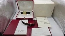 Must de Cartier Tank 18ct Gold on Silver Lady's in Box With Booklet. 2
