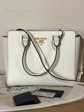Prada — Prada Small Zip Top Handle Satchel W/ Detachable Strap Logo Card — Handbag — resale